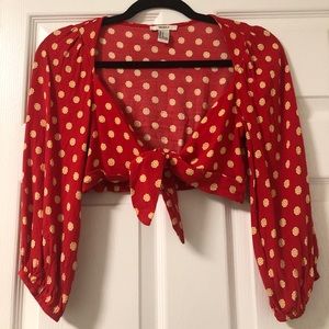 Long-sleeve crop top.